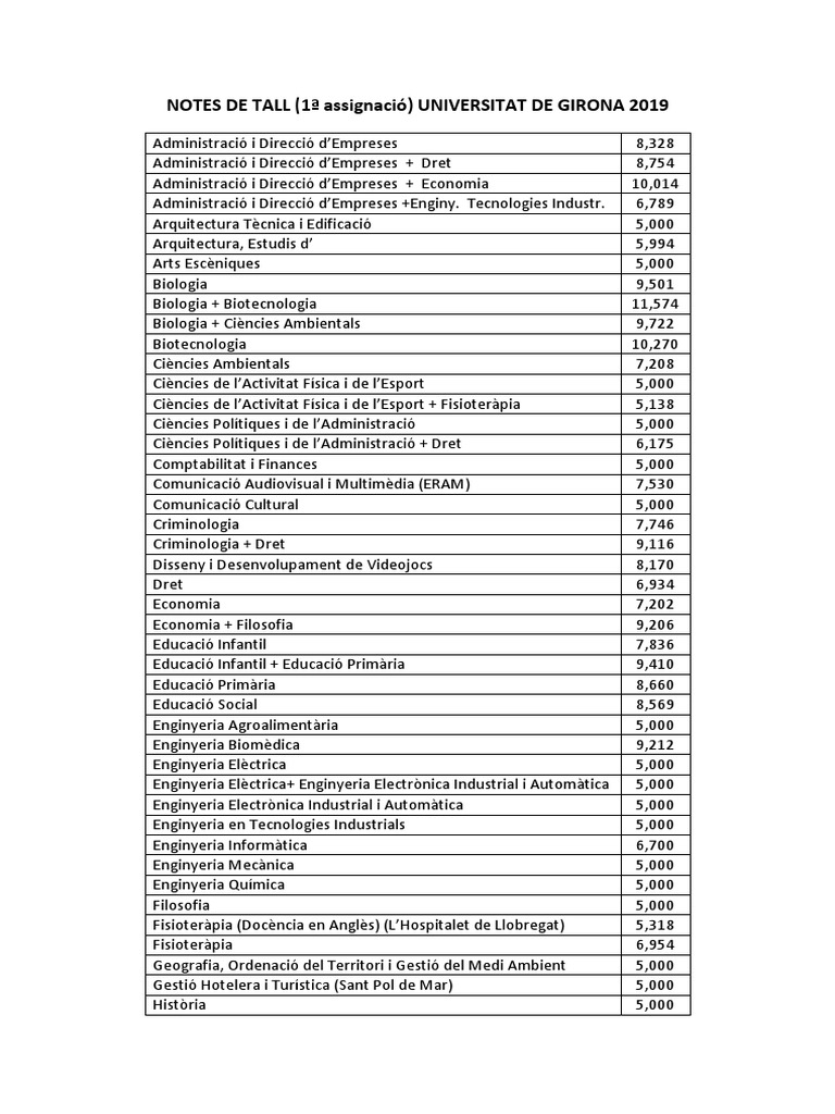 Notes de Tall UdG PDF