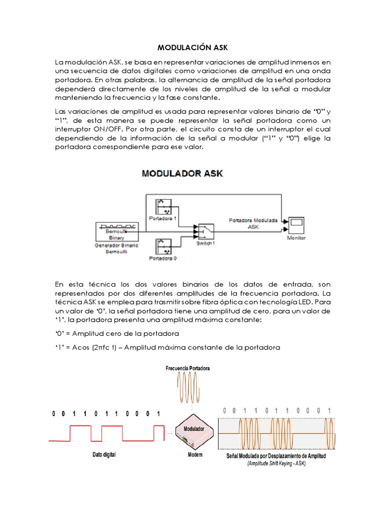 Modulación ASK en Telecomunicaciones | PDF | Modulación | Ingeniería en ...