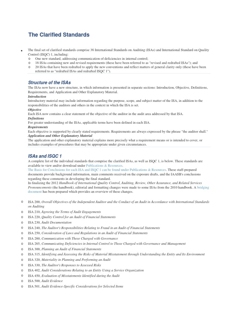 The Clarified Standards Structure of The Isas Download Free PDF