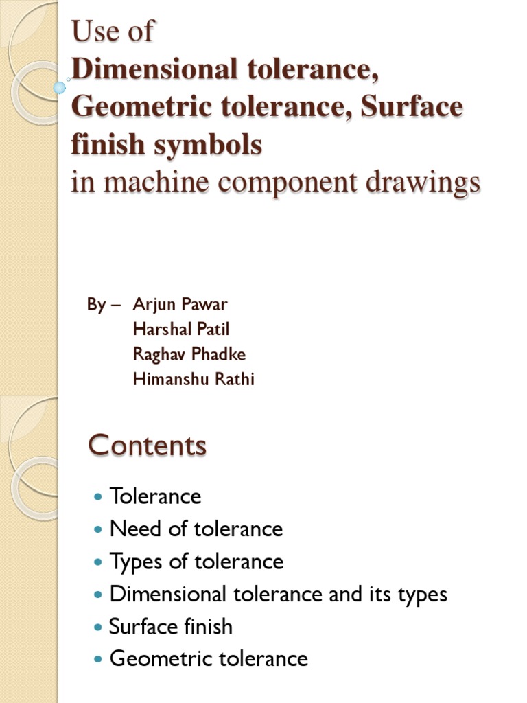 Dimensional Tolerance, Geometric Tolerance, Surface Finish Symbols PDF
