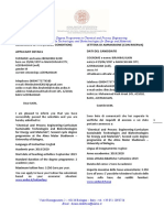 Admission Letter (Under Condition) Applicant Details Lettera Di Ammissione (Con Riserva) Dati Del Candidato