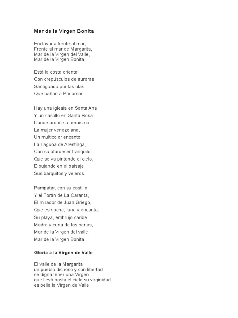 Cantos A La Virgen Del Valle | PDF | María, madre de Jesús | Amor