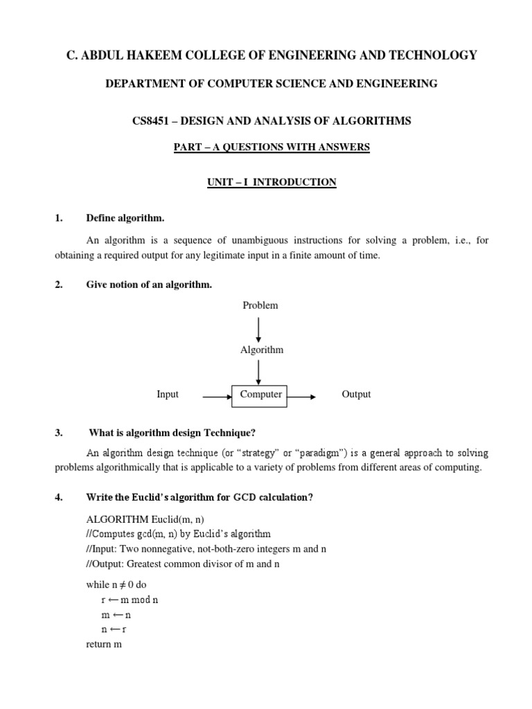 CS8451 DAA PartA Q&A-new PDF | PDF | Computational Complexity Theory ...