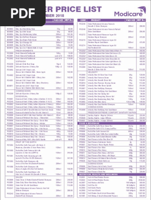 Modicare Price List PDF Shampoo Spa