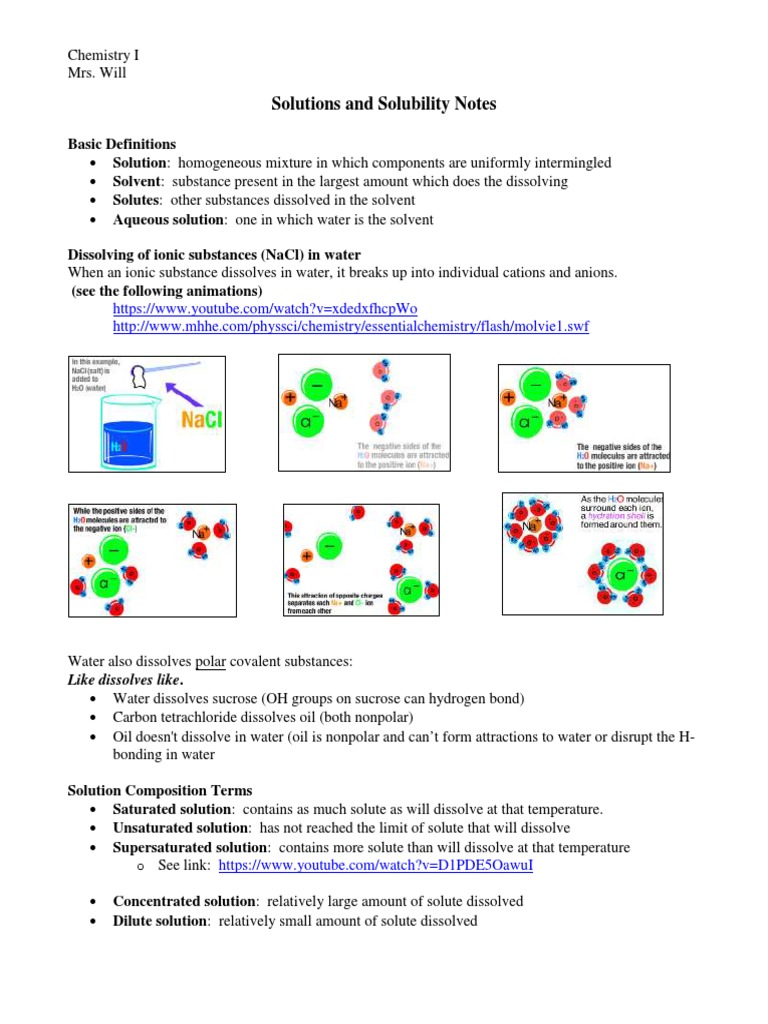 Solutions and Solubility Notes | PDF | Self-Improvement