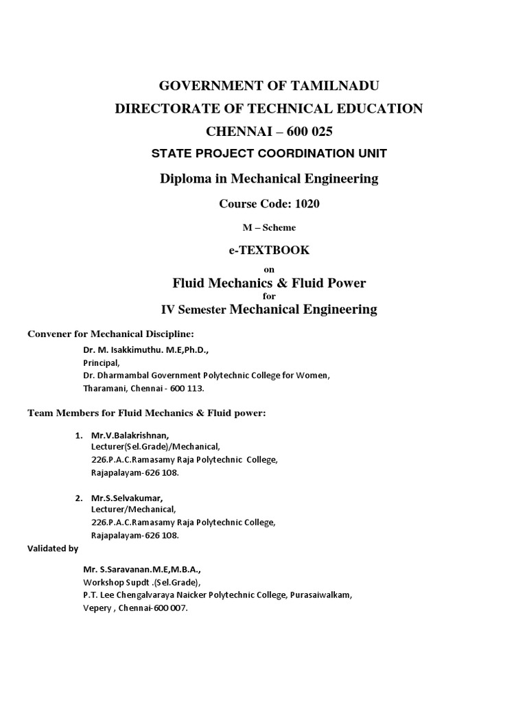 Fluid Mechanics And Fluid Power Pdf Pressure Measurement Pressure