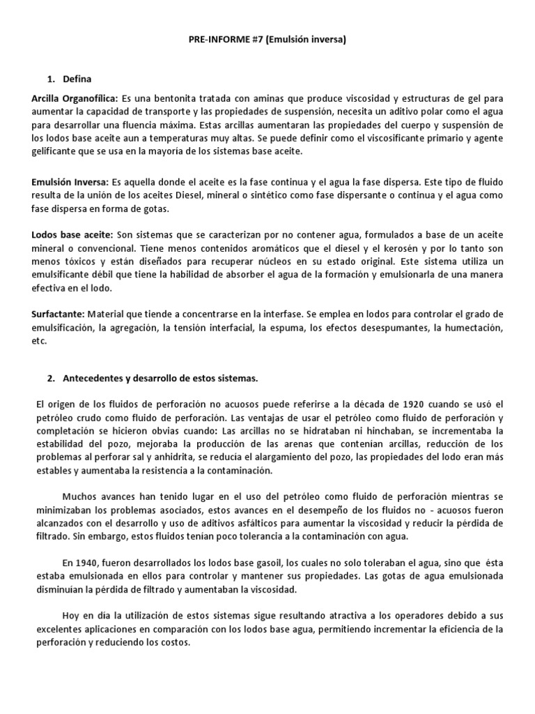 Emulsion Inversa | PDF | Emulsión | Ósmosis