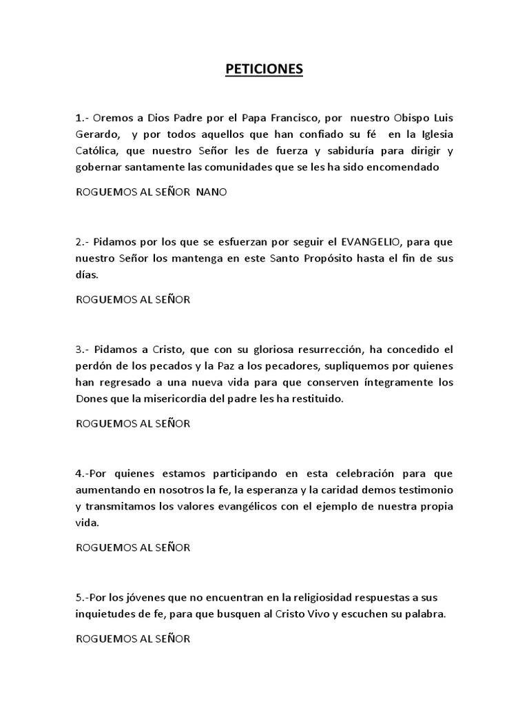 Peticiones de Santa Misa PDF Cristo (título) eucaristía