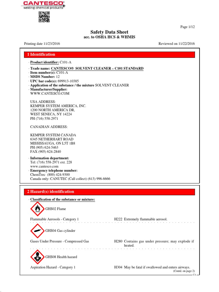 Safety Data Sheet 1 Identification Dangerous Goods Chemistry