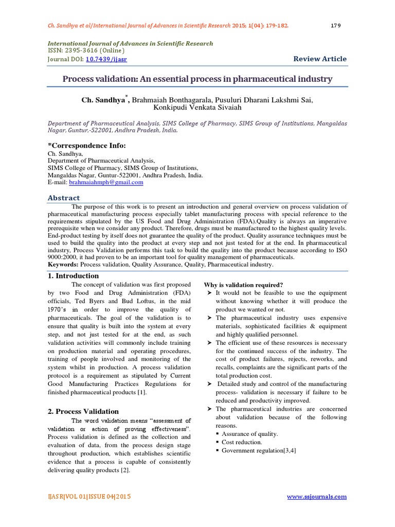 Essential Process Validation in Pharma | PDF | Verification And ...