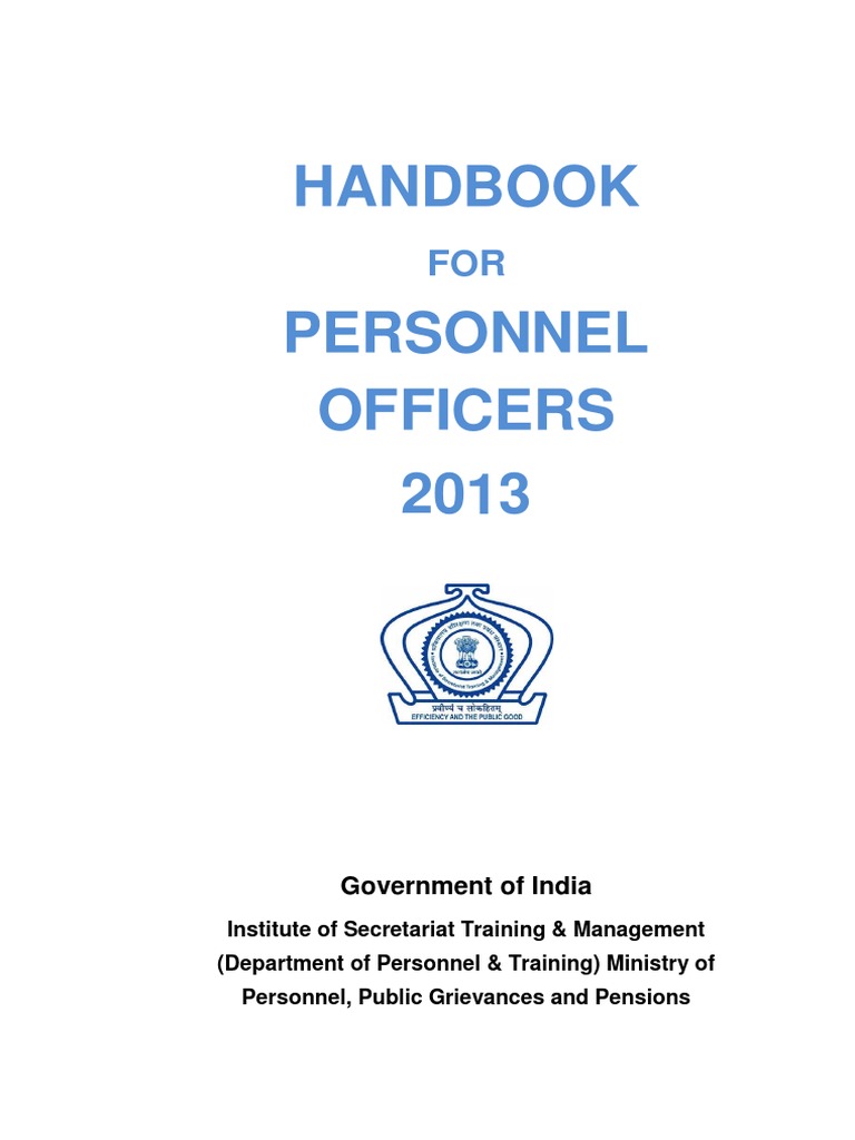 Handbook Personnel Officers 2013 Government of India PDF
