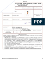 Admit card for CUCET 2019