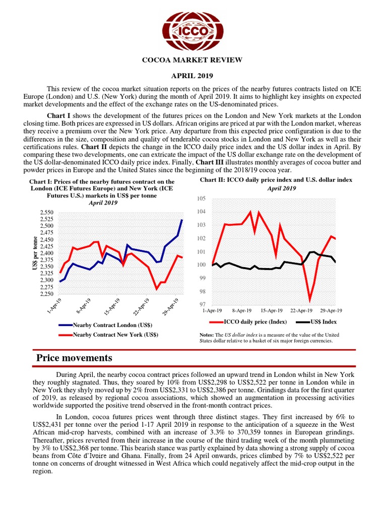 ICCO Monthly Cocoa Market Review April 2019 PDF Cocoa Bean