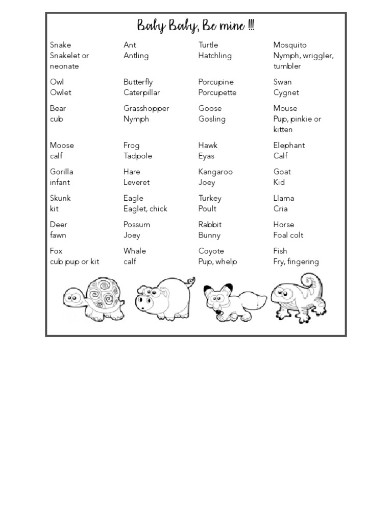 Animal Offspring Names Guide | PDF