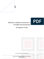 Definición Cuidados de Colocación y Curado Del Hormigón Autocompactante Hormigones Transex Lu 08 04 2019 PDF