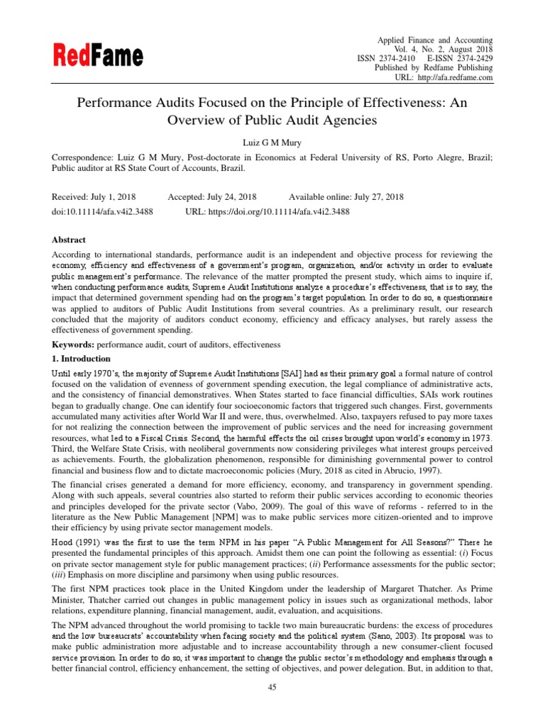 Performance Audits Focused On The Principle of Effectiveness: An ...
