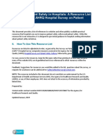 Improving Patient Safety in Hospitals: A Resource List For Users of The AHRQ Hospital Survey On Patient Safety Culture