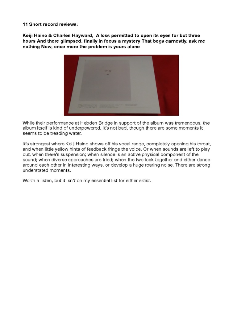 11 Short Record Reviews PDF Singing Sound