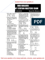 RRB Kolkata Assistant Station Masters Exam: Exam Held On: 13-06-2010 Based On Memory