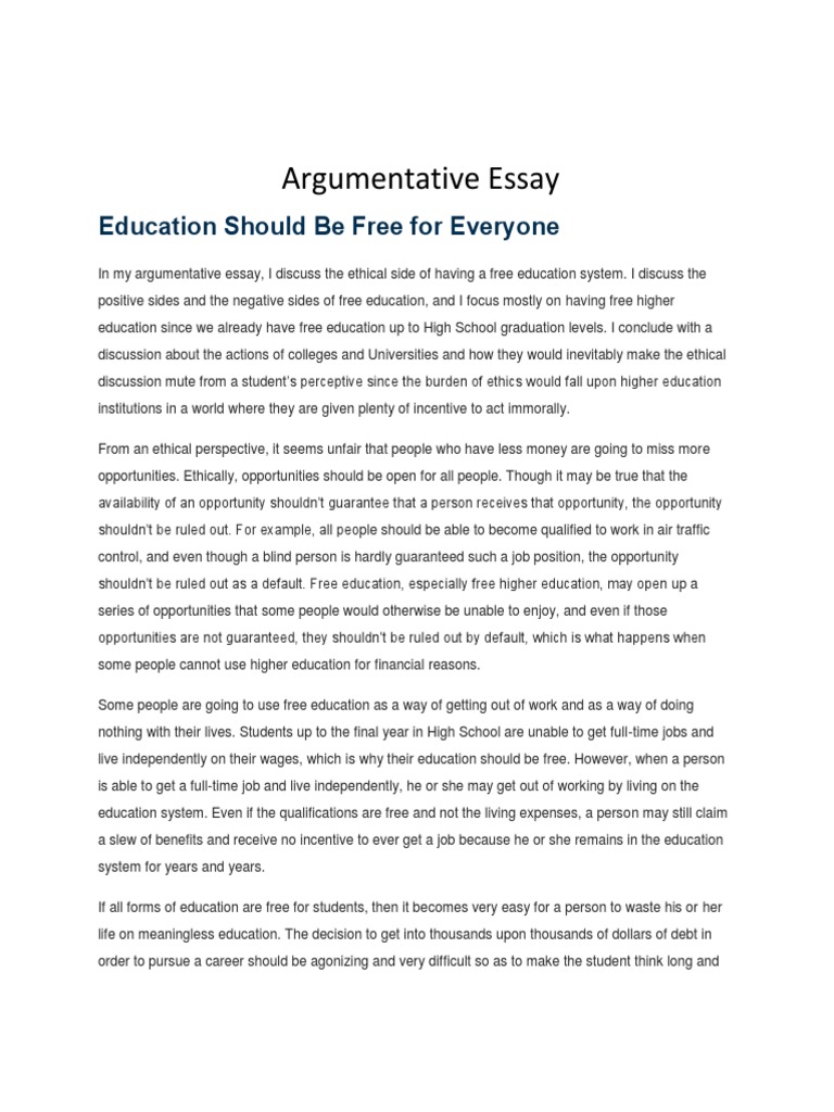 argumentative essay about lack of education