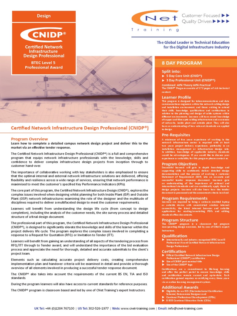 Certified Network Infrastructure Design Professional CNIDP | PDF ...