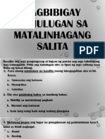 Pagbibigay Kahulugan Sa Matalinhagang Salita