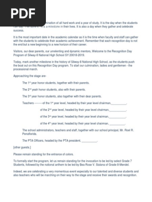 Recognition Day Script Pdf