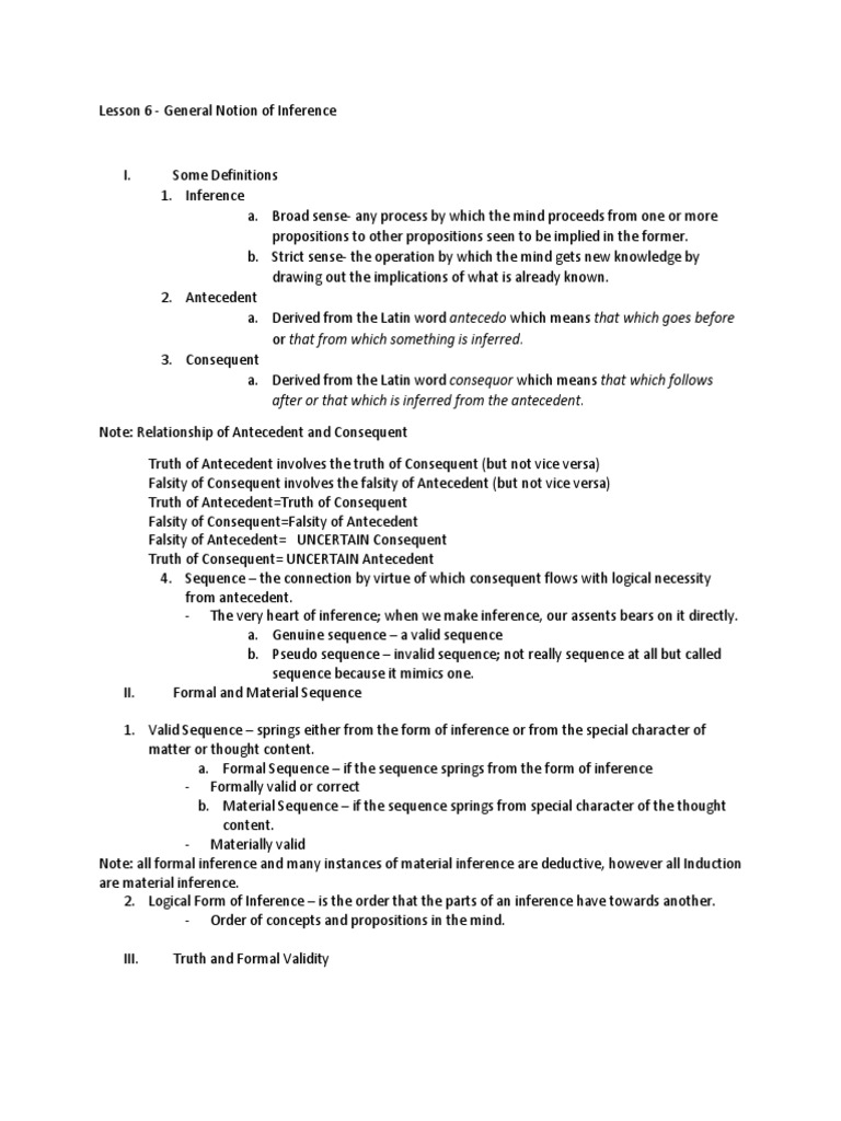Lesson 6 - Types of Inference | PDF | Inference | Logical Consequence