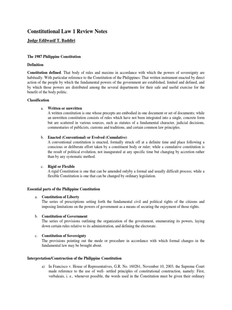 Constitutional Review Notes PDF Territorial Waters United States