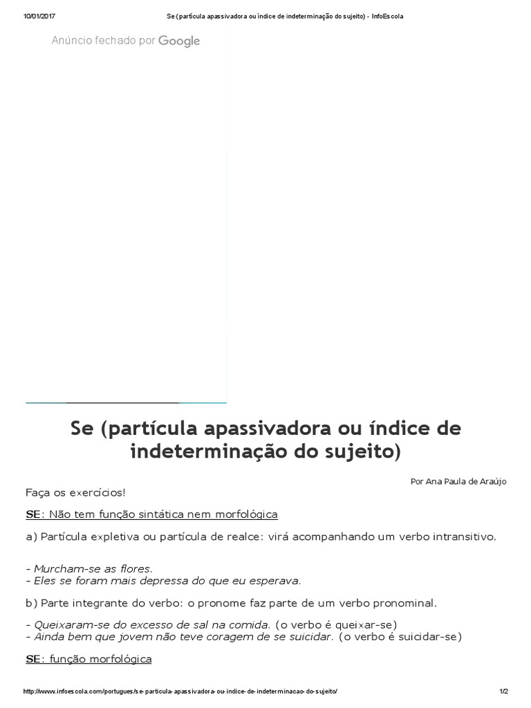 PDF) De Se a Vo Ce O Percurso Da Indeterminacao No Portugues Brasileiro