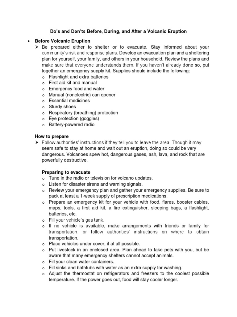 Do's and Don'Ts Before, During and After Volcanic Eruption PDF