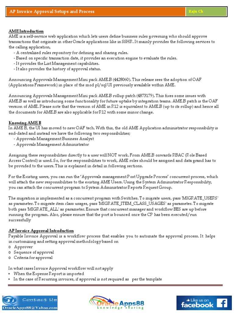 AP Invoice Approval Workflow in Oracle R12 | PDF | Web Application ...