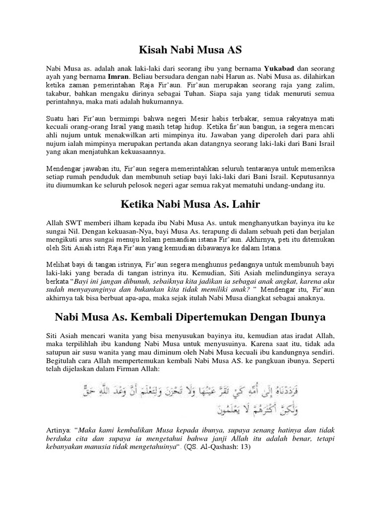 Kisah Nabi Musa As