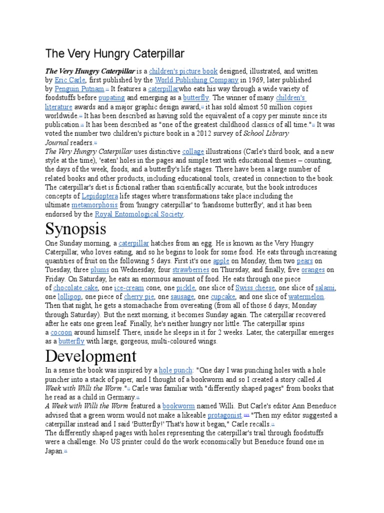 The Very Hungry Caterpillar Overview | PDF | Books