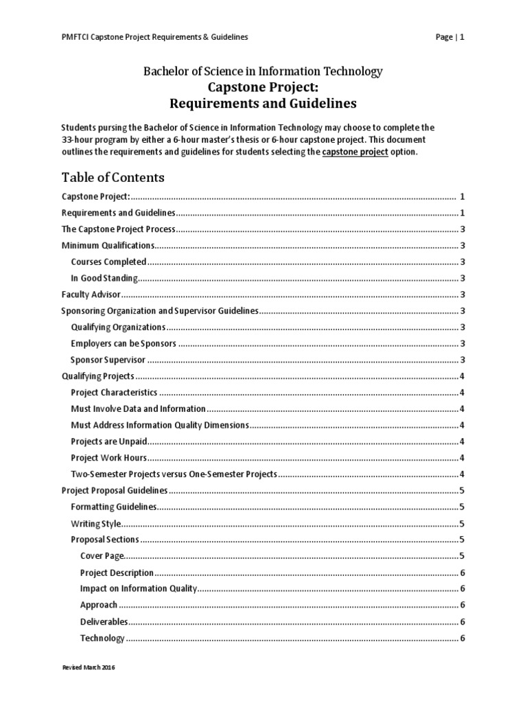 Capstone Project: Requirements and Guidelines: Bachelor of Science in ...