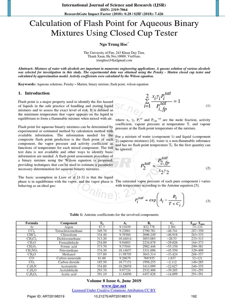 Flash Point Temperature PDF Chemical Substances Chemistry