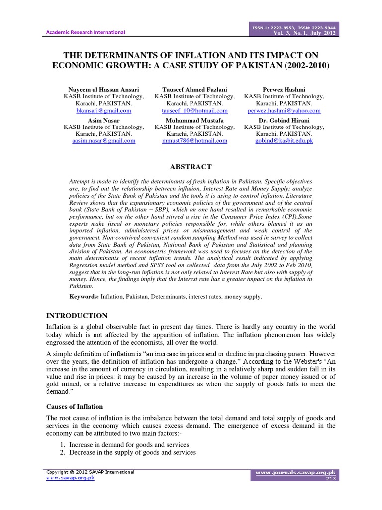The Determinants of Inflation and Its Impact On Economic Growth PDF