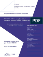 These Pierre Aurelie Assurance Maladie Complementaire Regulation Acces Aux Soins Et Inegalites de Couverture PDF