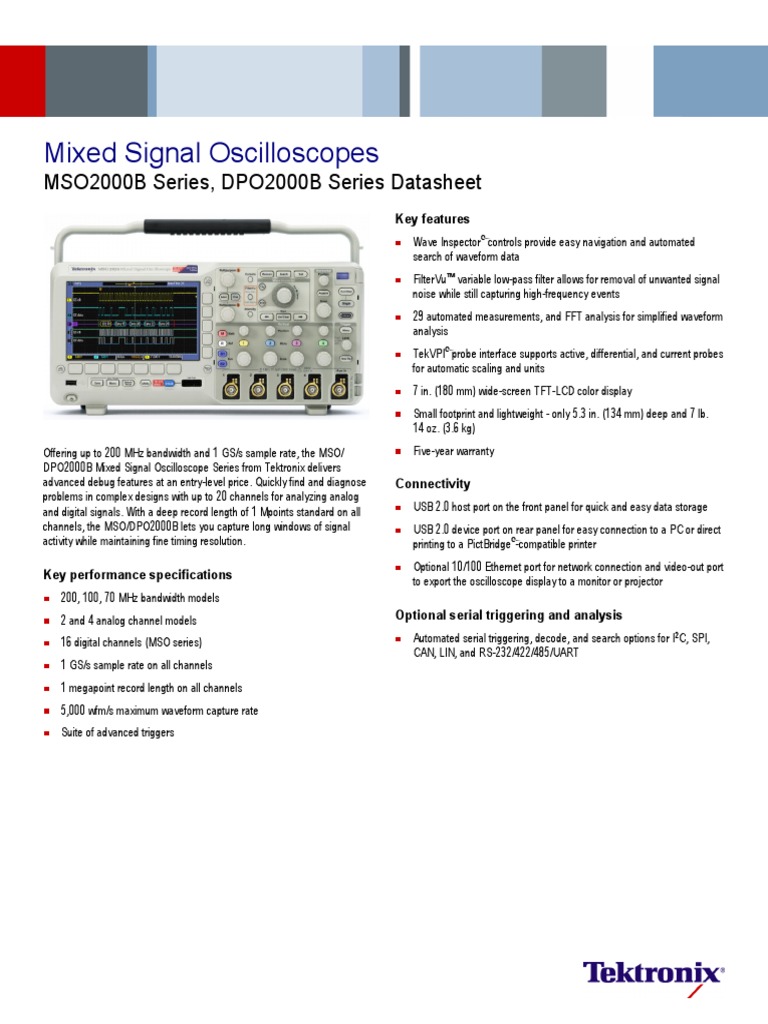 Mixed Signal Oscilloscopes: MSO2000B Series, DPO2000B Series Datasheet ...