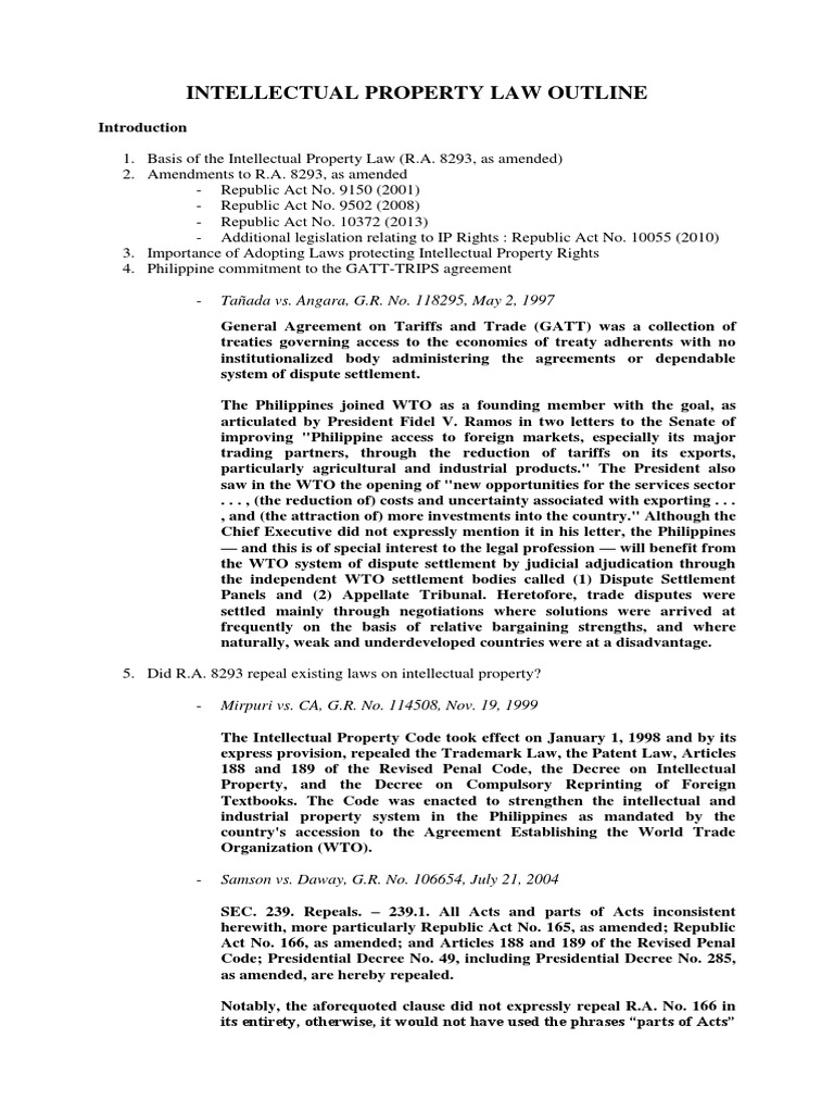 Intellectual Property Law Outline | PDF | Trademark | Copyright