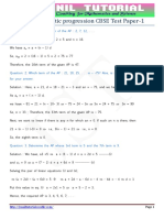 CBSE Arithmetic Progression Test Paper Solutions