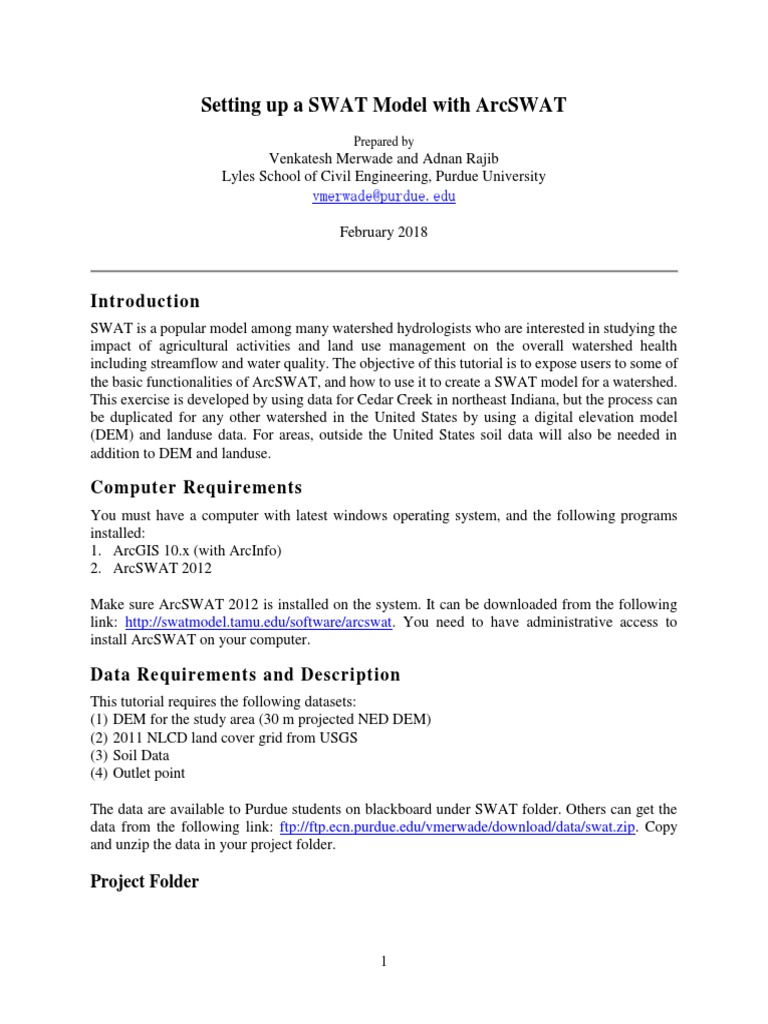 Setting Up SWAT Model with ArcSWAT | PDF | Drainage Basin | Computer File