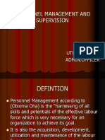 Personnel Management and Supervision: BY Utho Patrick Admin - Officer