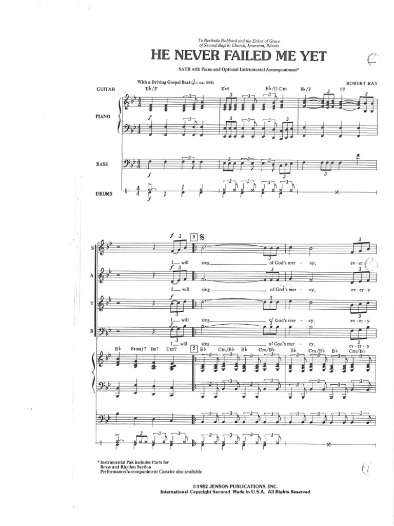 He Never Failed Me Yet Pdf