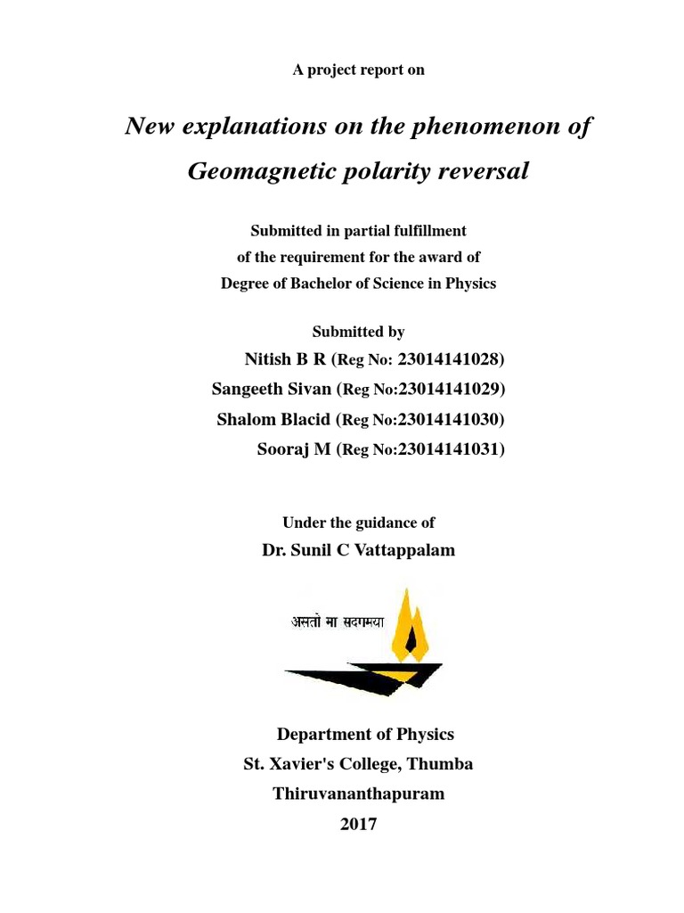 Polarity Reversal PDF Earth's Field Solar Wind