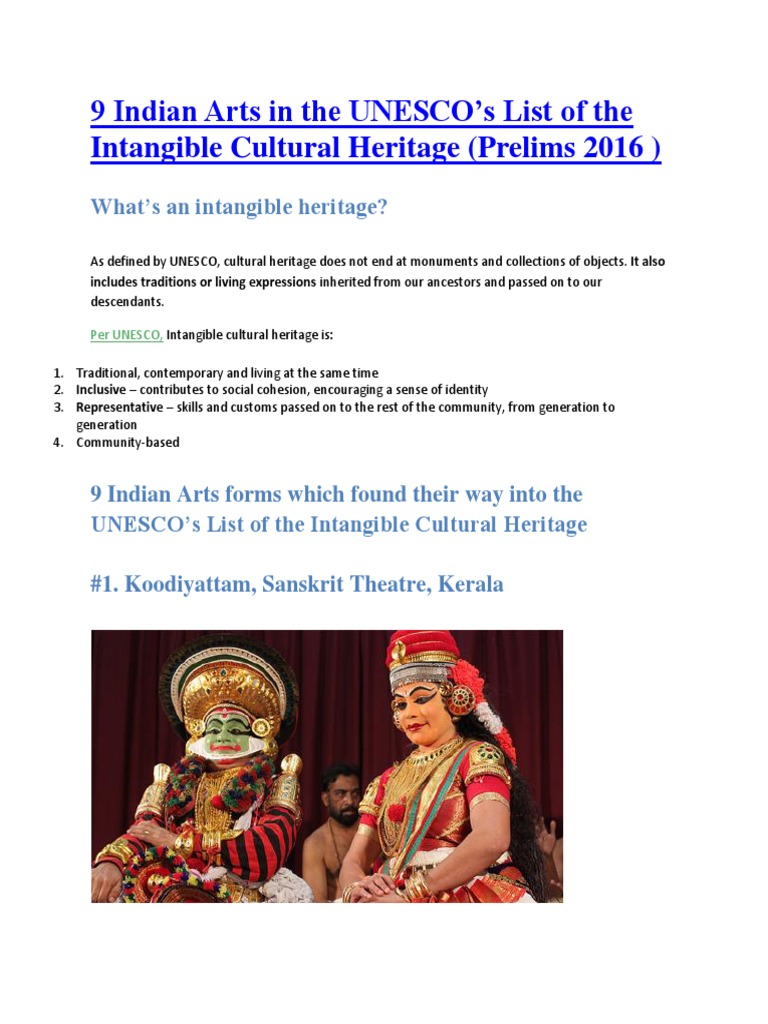 9 Indian Arts in The UNESCO | PDF | Vedas | Religion And Belief