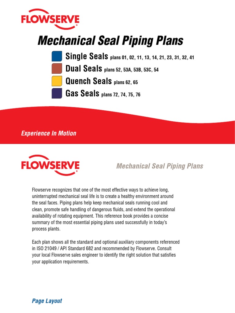 Mechanical Seal Piping Plans Single Seals Dual Seals Quench Seals Gas Seals PDF Pump Valve