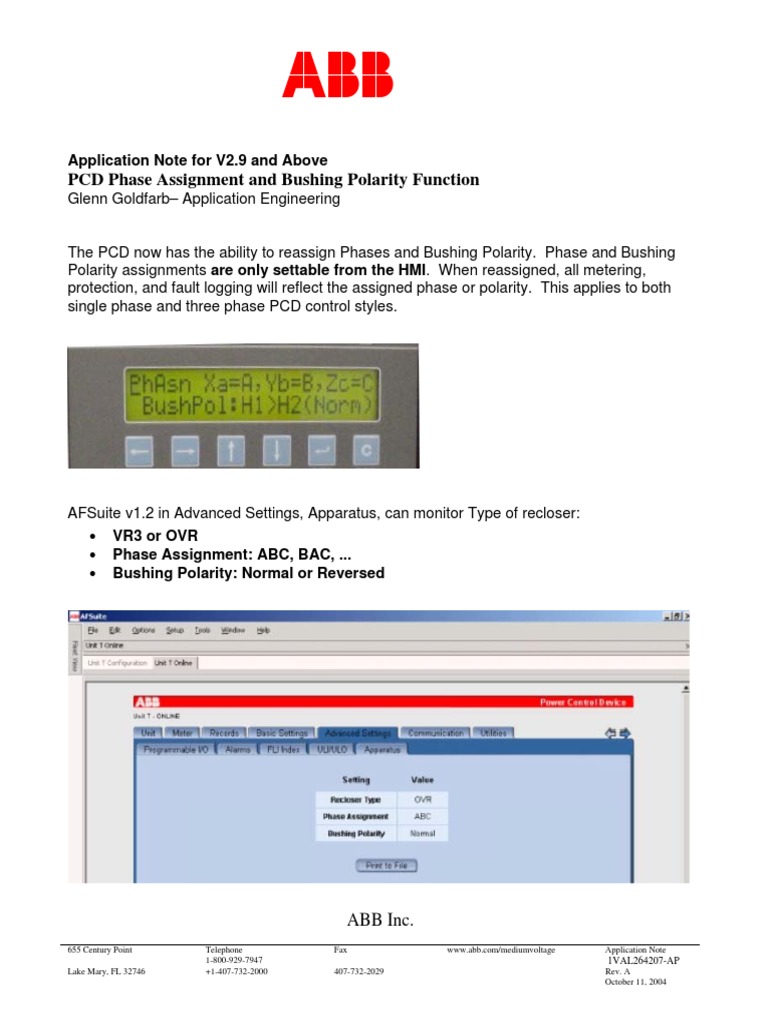 PCD Phase Assignment & Bushing Polarity Guide | PDF | Computing