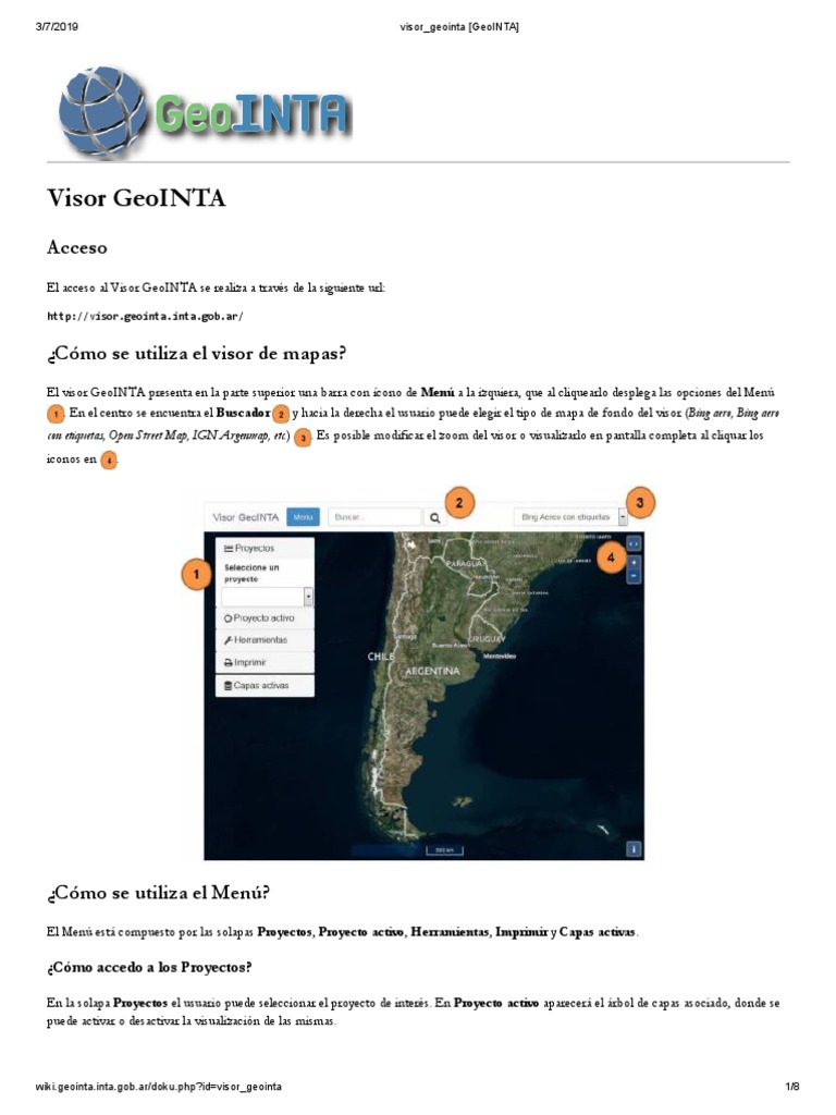 Visor Geointa (GeoINTA) Descargar gratis PDF Point and Click