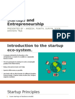 Startups and Entrepreneurship: Presented by - Aneesh, Punith, Suriya, Vivin, Akshaya Teja